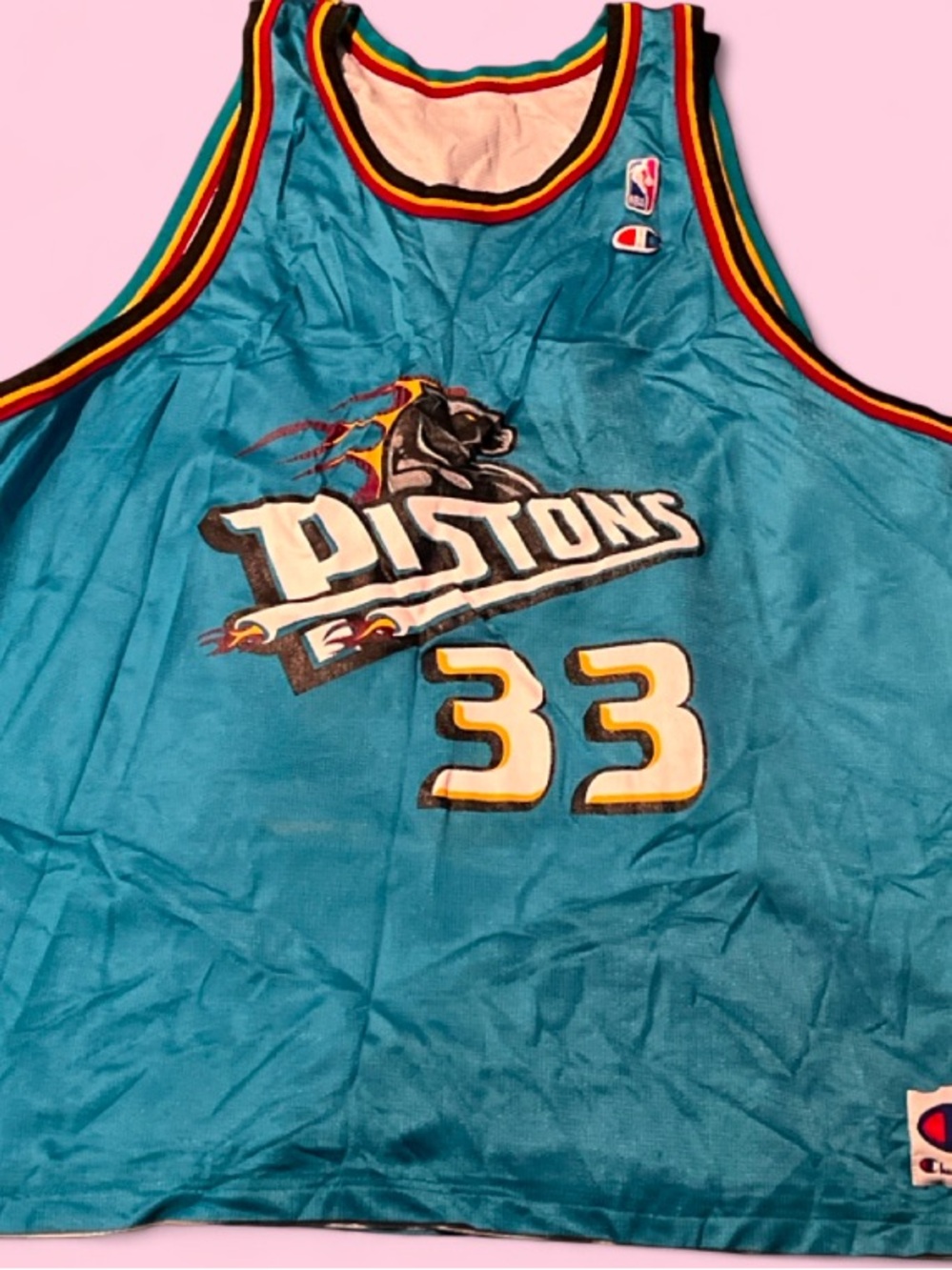 Vintage 90s Champion Detroit Pistons Grant Hill Teal Jersey Size 48 XL